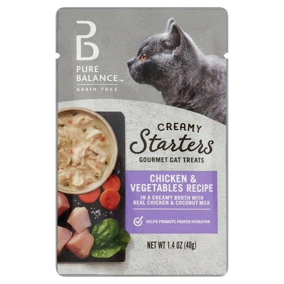 Pure Balance Gourmet Cat Treat Creamy Starters, Chicken & Vegetable Recipe, 1.4 oz