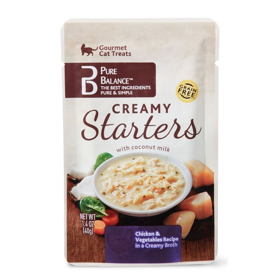 Pure Balance Gourmet Cat Treats Starters, Creamy Starters with Coconut Milk, Chicken & Vegetable Recipe, 1.4 oz