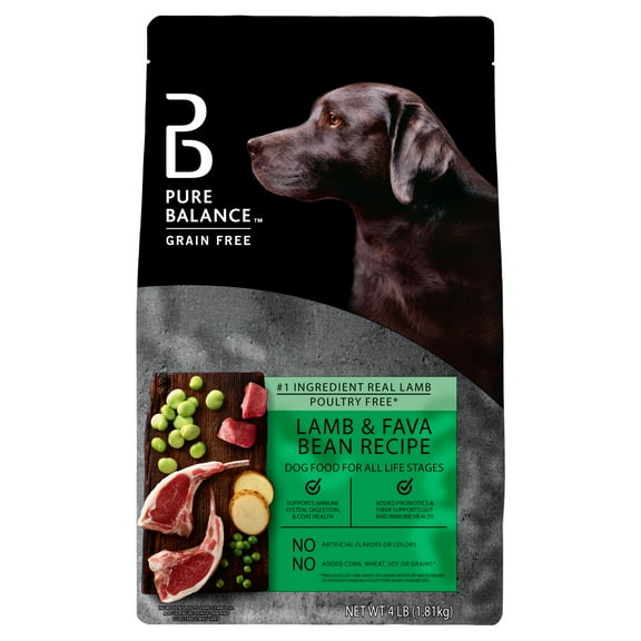 Pure Balance Grain-Free Lamb & Fava Bean Recipe Dry Dog Food, 4 lbs
