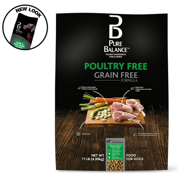 Pure Balance Grain-Free Poultry Free Lamb & Fava Bean Recipe Dry Dog Food, 11 lb