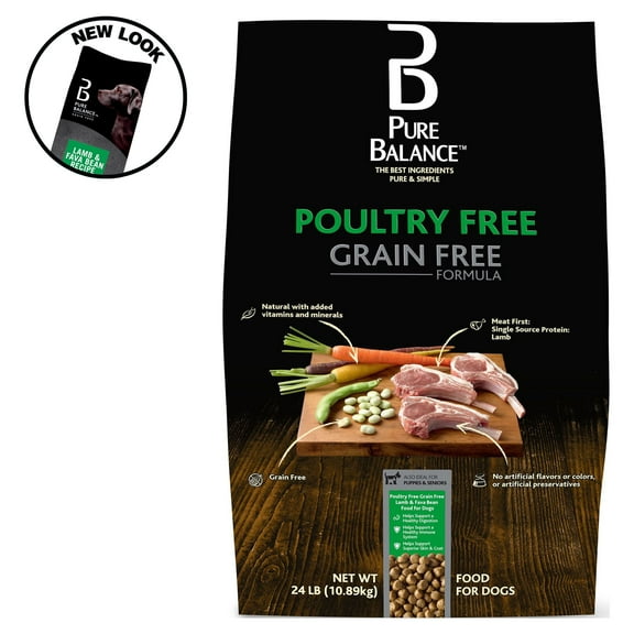Pure Balance Grain-Free Poultry Free Lamb & Fava Bean Recipe Dry Dog Food, 24 lb
