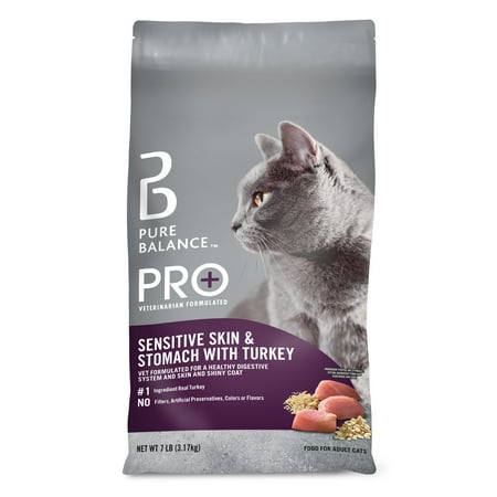Pure Balance PRO+ Sensitive Skin & Stomach with Turkey Dry Cat Food, 7 lbs