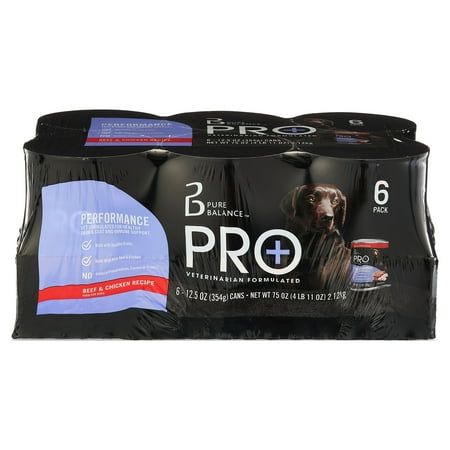 Pure Balance Pro+ Performance Beef & Chicken Recipe Wet Dog Food, 12.5 oz Cans (6 Pack)