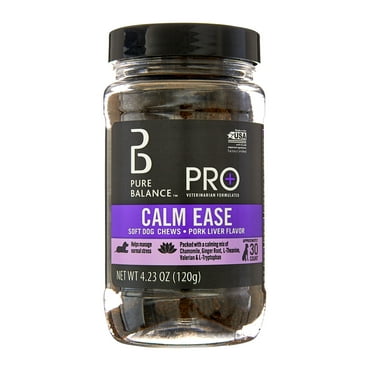 Pure Balance Pro+ Calm Ease for Dogs, Calming Supplement, Pork Liver Flavor, 30 Count Soft Chews