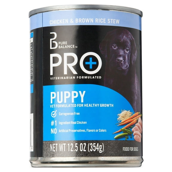 Pure Balance Pro+ Chicken & Brown Rice Stew Wet Dog Food for Puppy, 12.5 oz Can