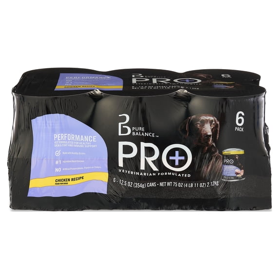 Pure Balance Pro+ Chicken Recipe Wet Dog Food for Performance, 12.5 oz Cans (6 Pack)