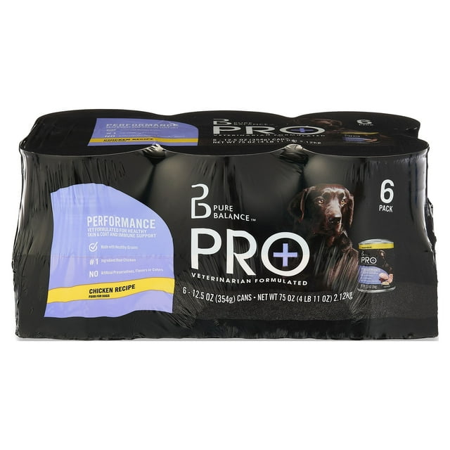 Pure Balance Pro+ Chicken Recipe Wet Dog Food for Performance, 12.5 oz Cans (6 Pack)
