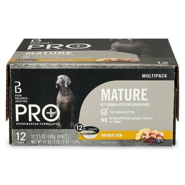 Pure Balance Pro+ Chicken Stew Wet Dog Food for Mature Pets, Grain Free, 3.5 oz Cups (12 Pack)