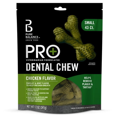 Pure Balance Pro+ Dental Chews for Dogs, Chicken Flavor, 43 Count, Small