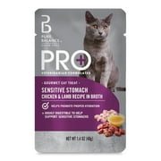 Pure Balance Pro+ Gourmet Cat Treat Sensitive Stomach Chicken & Lamb Recipe in Broth in 1.4oz Pouch