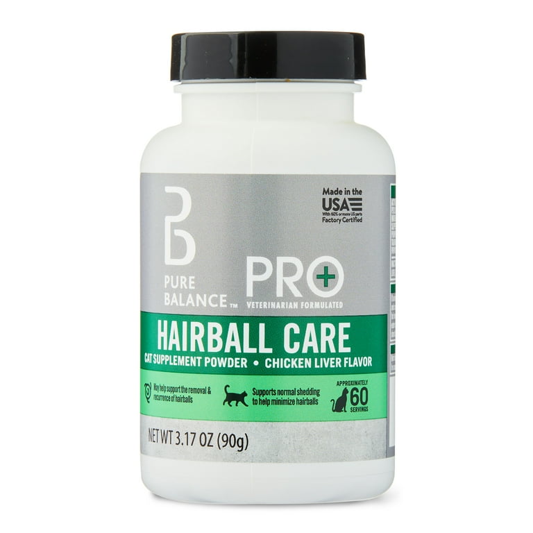 Pure Balance Pro Veterinarian Formulated Hairball Care for Cats Psyllium Husk Pumpkin L Taurine Minimize Hairballs from Developing Supplement Powder Chicken Liver Flavor 60 Servings Walmart