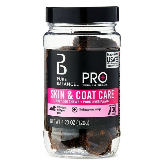 Pure Balance Pro+ Skin & Coat Care Dog Soft Chews, 4.23 oz, 30 Count