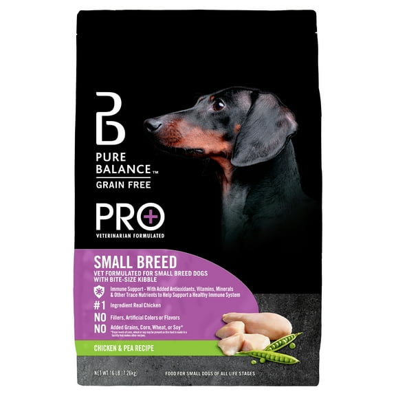 Pure Balance Pro+ Small Breed Chicken & Pea Recipe Dry Dog Food, 16 lbs