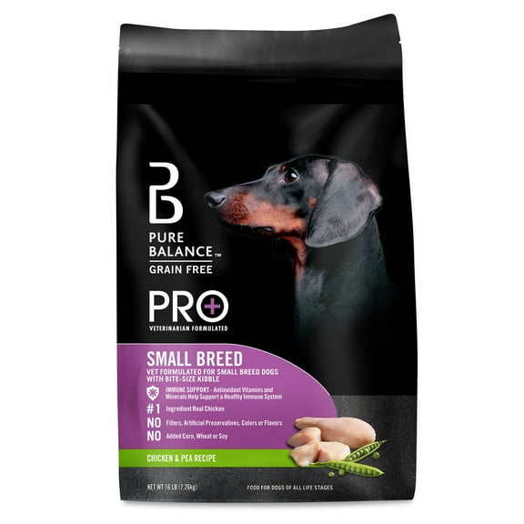 Pure Balance Pro+ Small Breed Chicken & Pea Recipe Dry Dog Food, 16 lbs