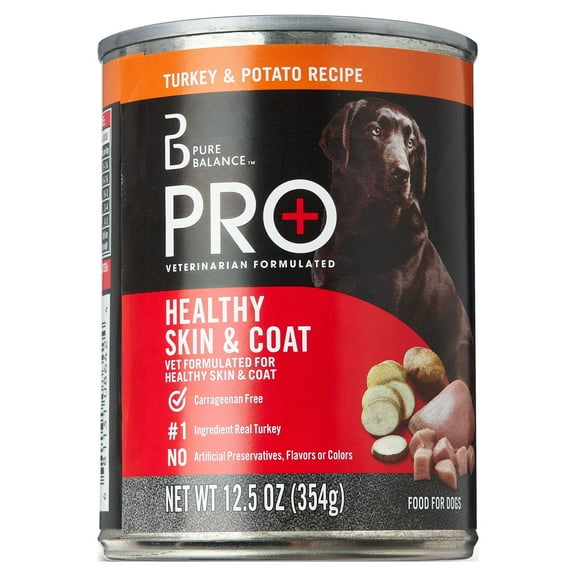Pure Balance Pro+ Turkey & Potato Recipe Wet Dog Food for Healthy Skin & Coat, 12.5 oz Can