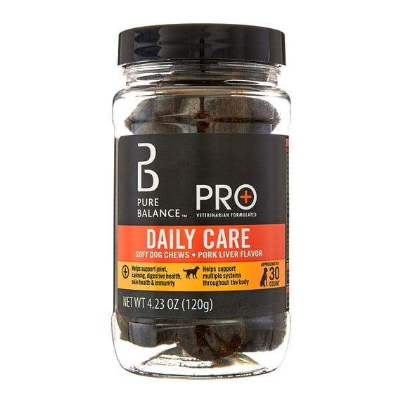 Pure Balance Pro+ Veterinarian Formulated Daily Care for Dogs, Pork Liver Flavor, 30 Count Soft Chews