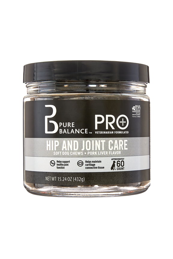 Pro+ Veterinarian Formulated Flex Care for Dogs, Glucosamine Chondroitin Hip & Joint Care, Dog, Pork Liver Flavor, 60 Count Soft Chews