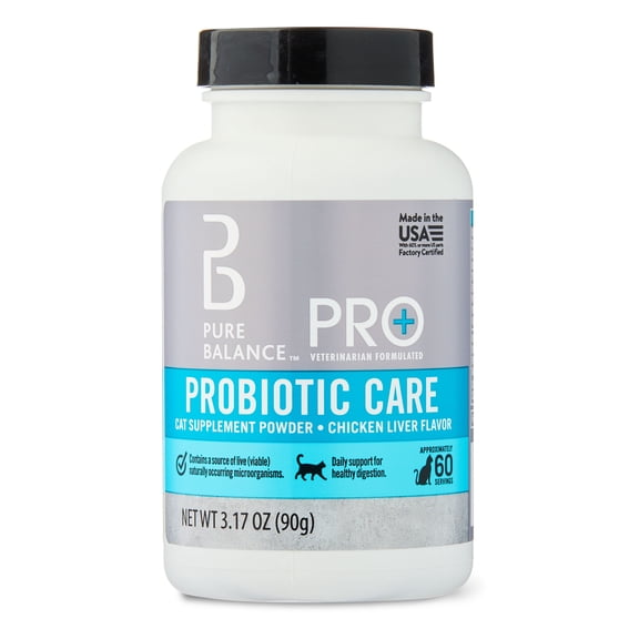 Pure Balance Pro+ Probiotic Care for Cats, Digestion Supplement Powder, Chicken Liver Flavor, 60 Servings