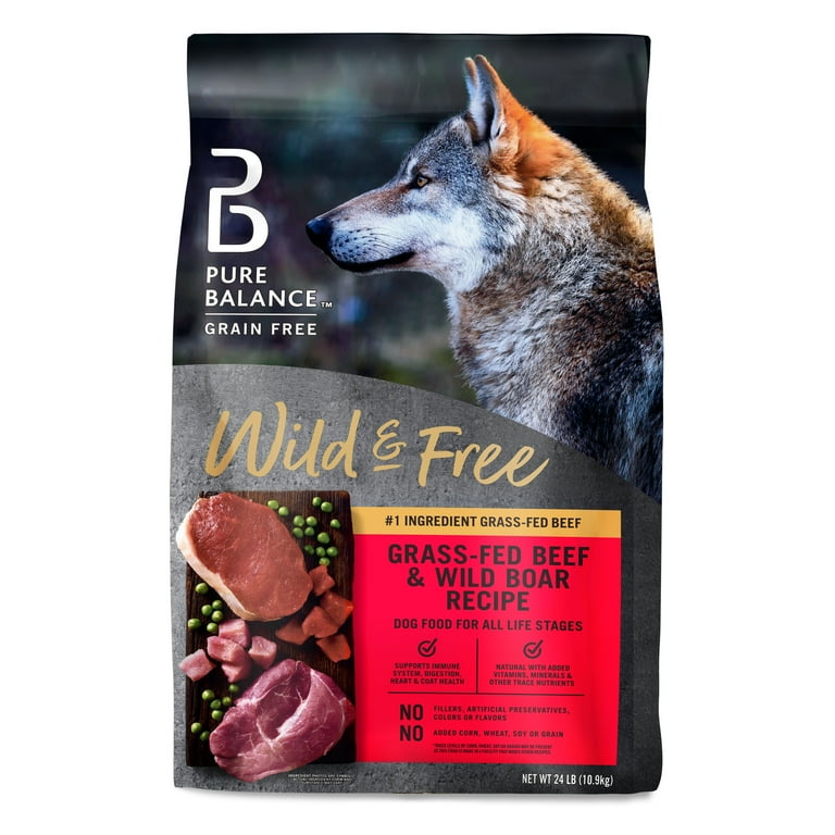Pure Balance Wild Free Beef Wild Boar Recipe Dry Dog Food Grain Free 24 lbs Walmart