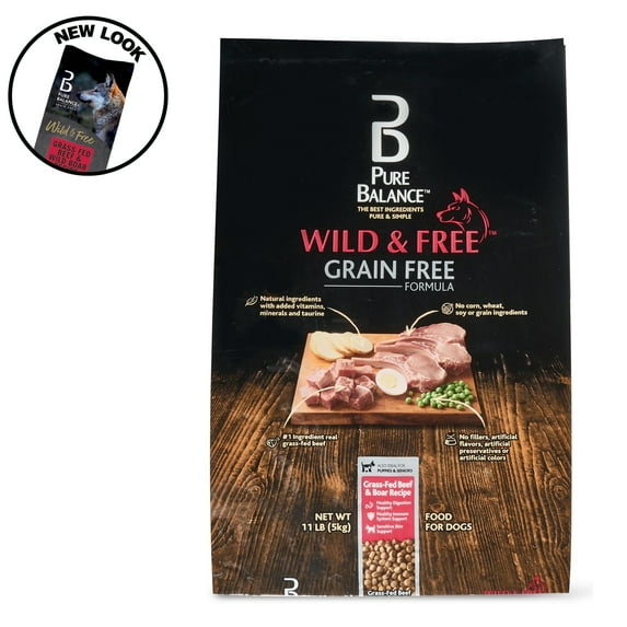 Pure Balance Wild & Free Grain-Free Grass-Fed Beef & Boar Recipe Dry Dog Food, 11 lb