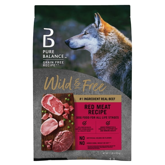 Pure Balance Wild & Free Grain-Free Red Meat Recipe Dry Dog Food for All Life Stages, 11 lb Bag