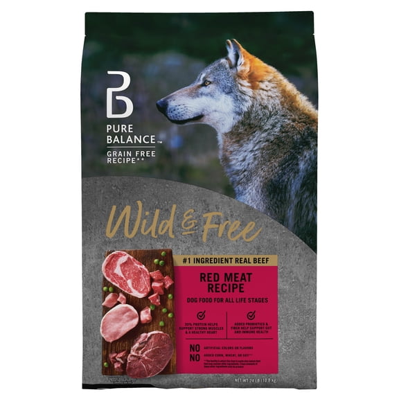 Pure Balance Wild & Free Grain-Free Red Meat Recipe Dry Dog Food for All Life Stages, 24 lb Bag