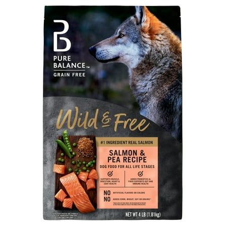 Pure Balance Wild & Free Grain-Free Salmon & Pea Recipe Dry Dog Food, 4 lbs