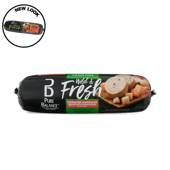 Pure Balance Wild & Fresh Dog Food, Chicken, Beef, Salmon & Egg with Superfoods, Rolled Chub, Dog Food For All Lifestages, 2 lb
