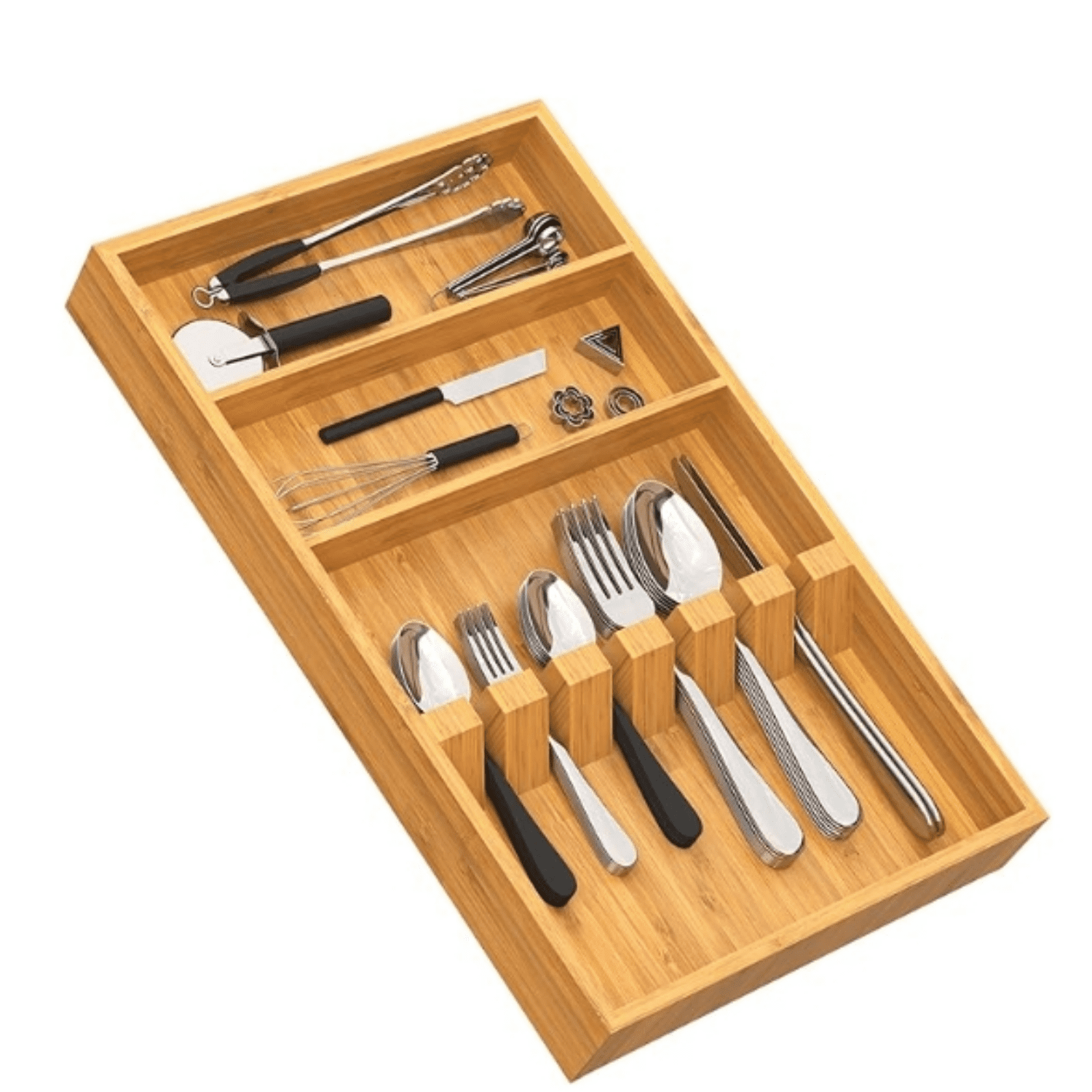 Pure Bamboo Silverware Drawer Organizer: 16.5 Inch Large Silverware ...