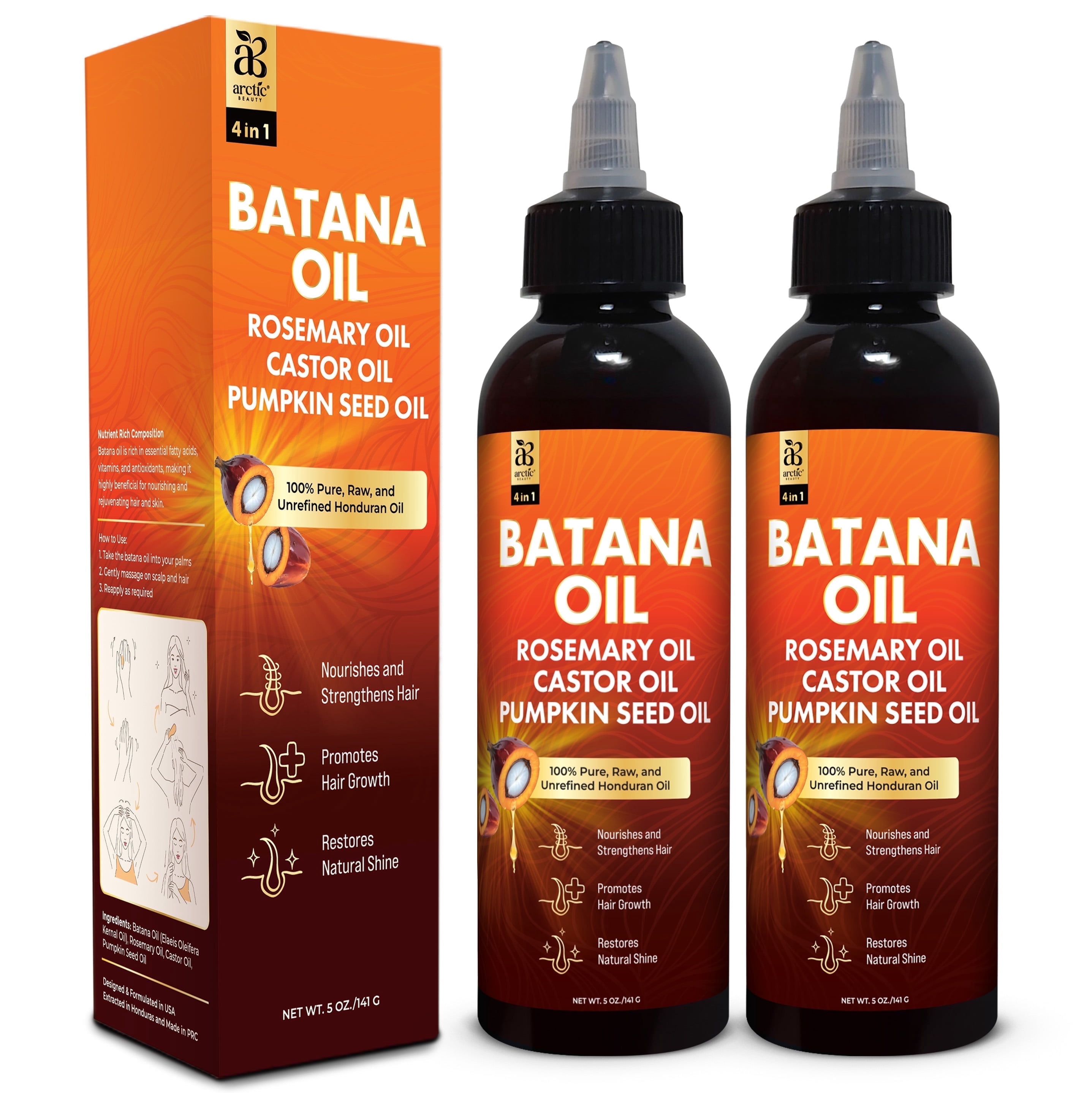 Arctic Beauty Batana Oil, Organic Hair & Scalp Care with Rosemary, Castor & Pumpkin Seed Oil, 5 oz