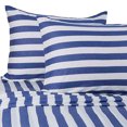 Pure Beech Jersey Knit Modal Stripe Twin Sheet Set in Navy