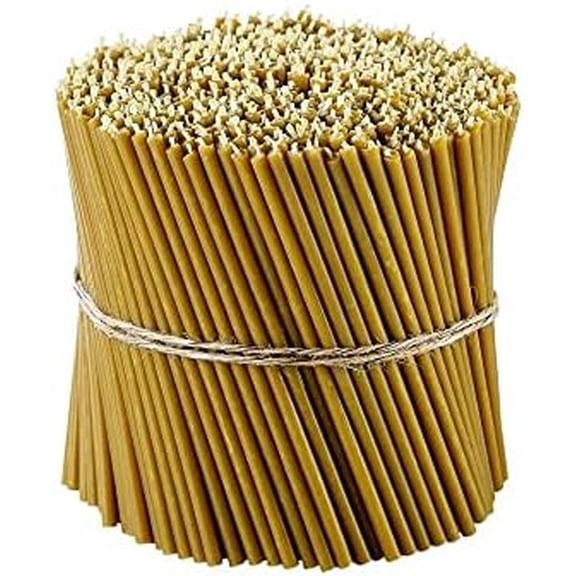 Pure Beeswax Candles - Honey-Scented, Decorative Thin Taper Candles - Ideal for Birthday Decoration or Church Prayers - Drip Free, Tall & Smokeless Pack of 200 pcs, 6.5 x 0.22 inch