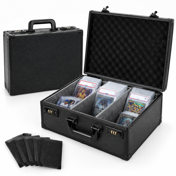 Pure Black 4-Row Trading Card Storage Box Holds 170+ PSA/GMA Slabs or 680+ Toploaders
