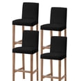 thumbnail image 1 of Pure Black Bar Stool Covers Set of 4, Simple Solid Color Stretch Washable Bar Chair Covers with Backs, Removable Pub Counter Height Chair Cover for Kitchen Dining Room Cafe, 1 of 7