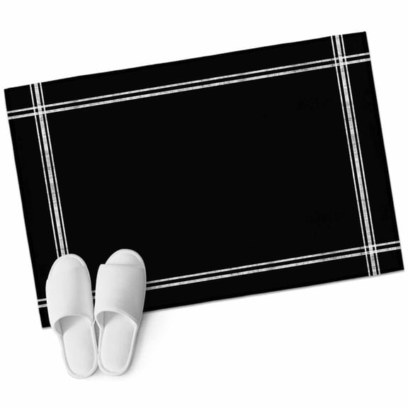 Pure Black Bathroom Mat 2x3 FT, Non Slip Small Kitchen Mat, Simple Solid Color Washable Soft Backed Front Door Throw Rug Non-Shedding Indoor Outdoor Doormat for Entryway Sink