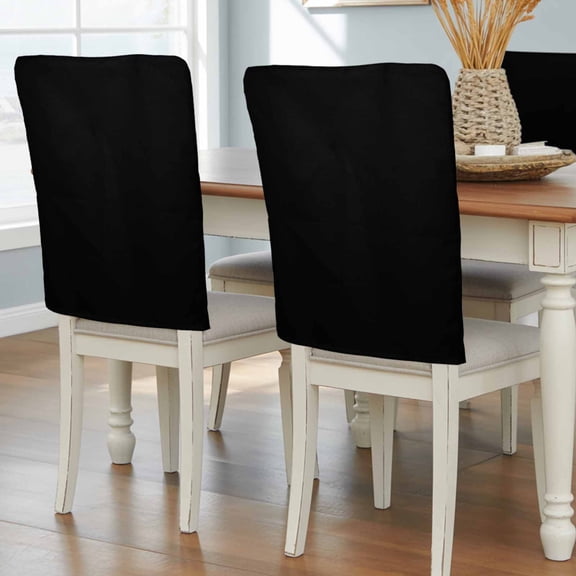 Pure Black Chair Back Covers, Removable Chair Covers for Dining Chairs Set of 4, Washable Chairs Slipcovers Back Seat Protector for Wedding Party 19"x20"
