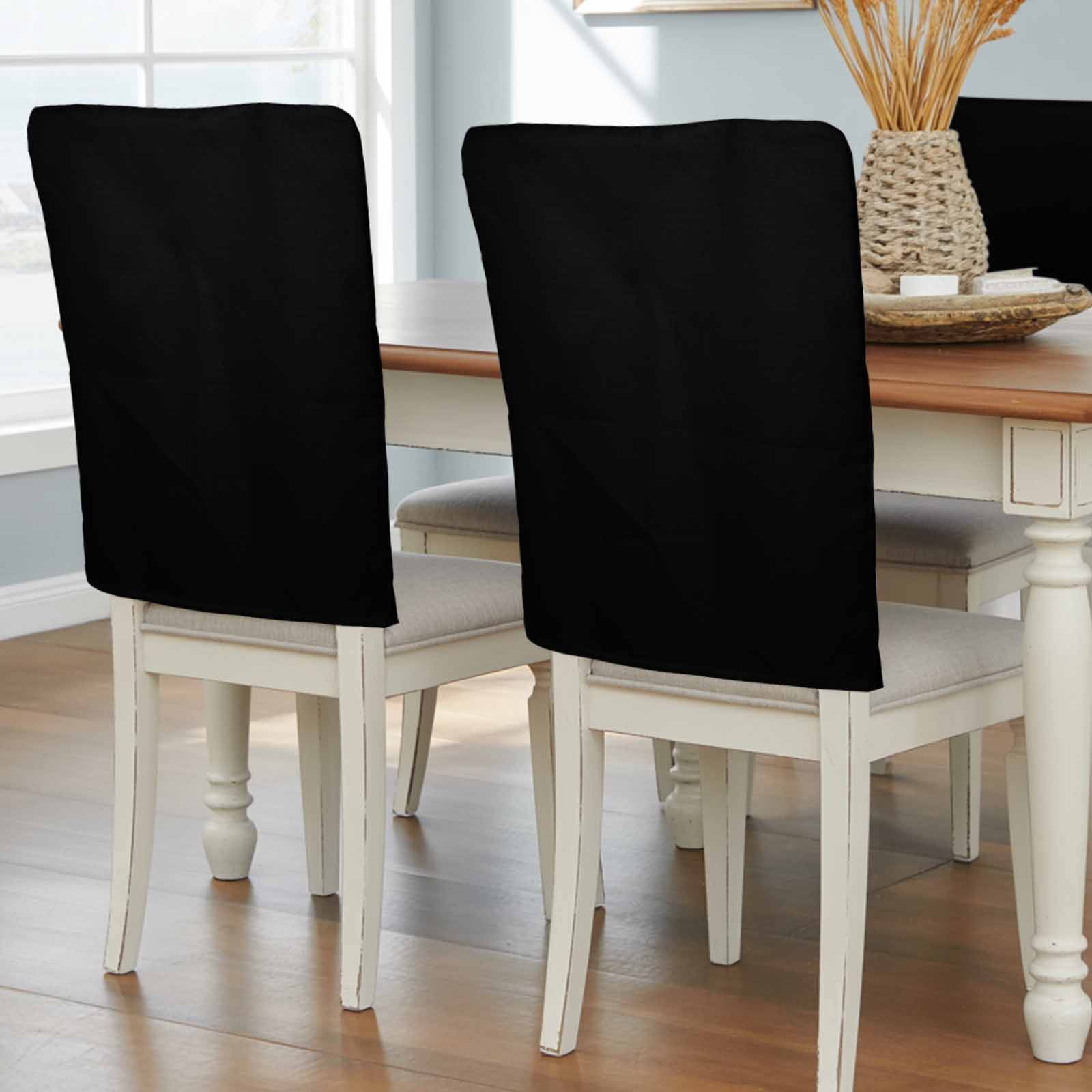Pure Black Chair Back Covers, Removable Chair Covers for Dining Chairs ...