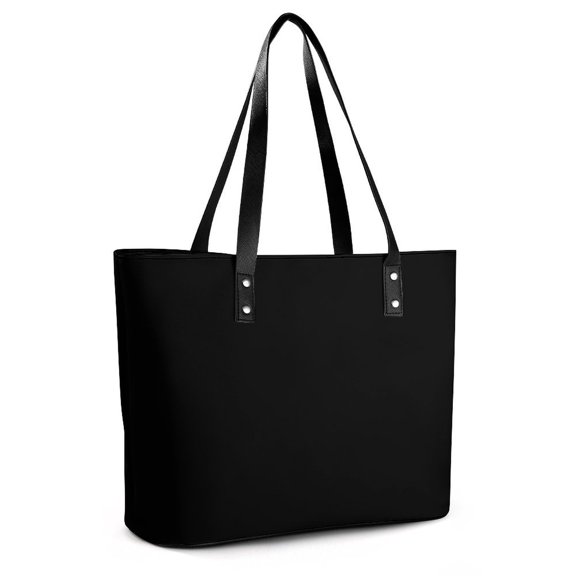 Pure Black Noble Woman Leather Handbags Large Tote Bag Fashion Portable Handbags With Zipper