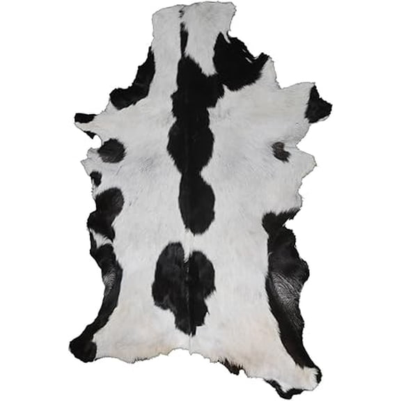 Pure Black & White Goat Hide, Soft Goat Skin Rug, Hair on Leather Hide Rug | Genuine Goat Skin Rug Throw for Minimalist, Contemporary Living Room or Bedroom