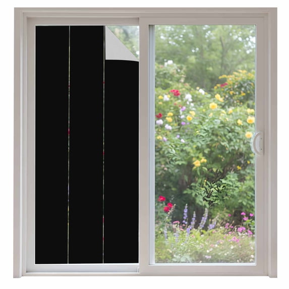 Black Window Privacy Film, Pure Black Static Cling UV Sun Blocking Heat Control Window Tint Day and Night, Non-Adhesive Reusable One Way Windows Privacy Cover 35.4''x78.7''