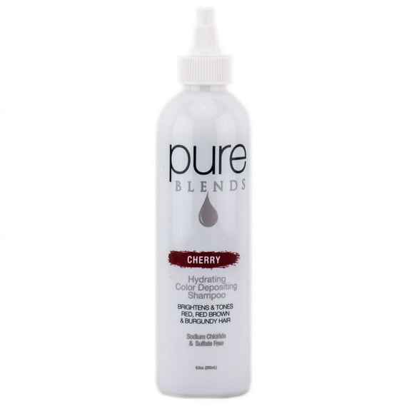 Pure Blends Cherry Hydrating Color Depositing Shampoo | Brighten & Tone Color Faded Hair | Semi Permanent Hair Dye | Prevents Color Fade | Extend Color Service on Color Treated Hair | 8.5 Oz.