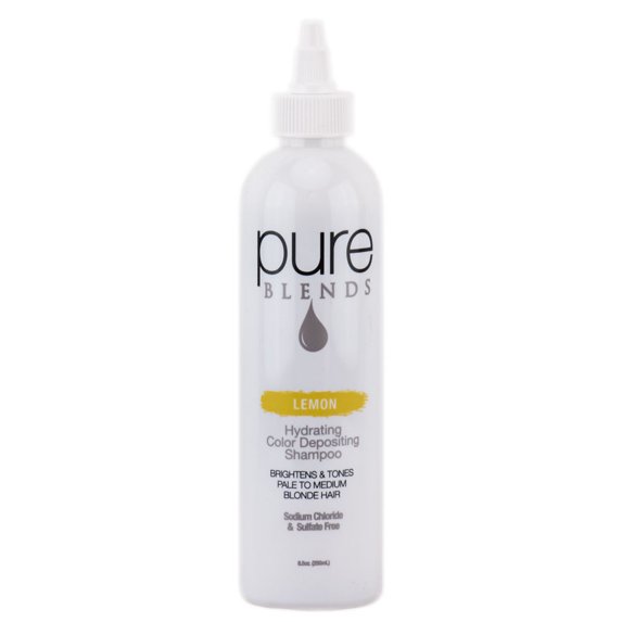 Pure Blends Lemon Hydrating Color Depositing Shampoo Brighten & Tone Color Faded Hair Semi Permanent Hair Dye Prevents Color Fade Extend Color Service on Color Treated Hair 8.5 Oz.
