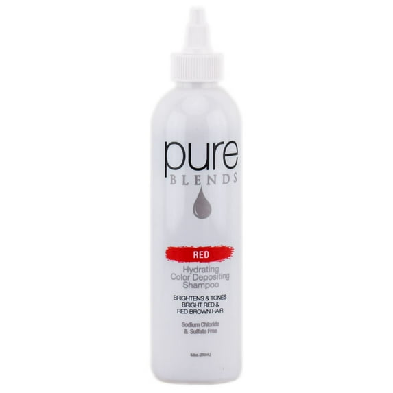 Pure Blends Red Hydrating Color Depositing Shampoo Brighten & Tone Color Faded Hair Semi Permanent Hair Dye Prevents Color Fade Extend Color Service on Color Treated Hair 8.5 Oz.