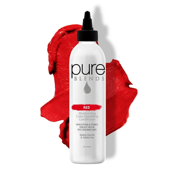 Pure Blends Red Moisturizing Color Depositing Conditioner Brighten & Tone Color Faded Hair Semi Permanent Hair Dye Prevents Color Fade Extend Color Service on Color Treated Hair 8.5 Oz.
