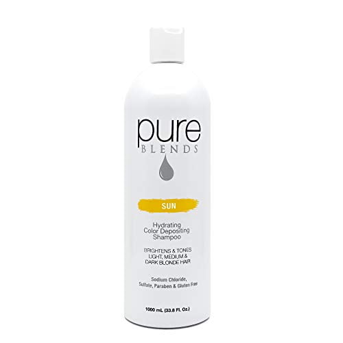 Pure Blends Sun Hydrating Color Depositing Shampoo Brighten & Tone Color Faded Hair Semi Permanent Hair Dye Prevents Color Fade Extend Color Service on Color Treated Hair 33.8 Oz.