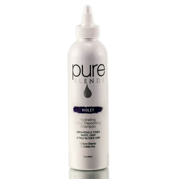 Pure Blends Violet Hydrating Color Depositing Shampoo Brighten & Tone Color Faded Hair Semi Permanent Hair Dye Prevents Color Fade Extend Color Service on Color Treated Hair 8.5 Oz.
