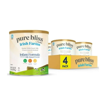 Pure Bliss by Similac Irish Farms Powder Baby Formula, Easy to Digest, 24.7-oz Can, Pack of 4