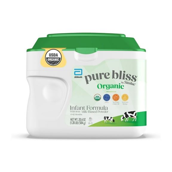 Pure Bliss by Similac Organic Powder Baby Formula, USDA-Certified Organic, 20.6-oz Tub