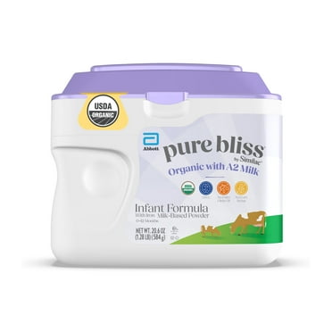 Pure Bliss by Similac Organic with A2 Milk Powder Baby Formula, Easy to Digest, 20.6-oz Tub