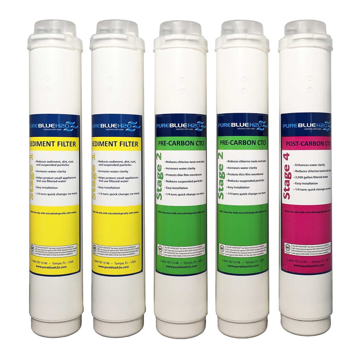 Pure Blue H2O Annual Replacement Filters, Carbon Block, 5 Pack for 4